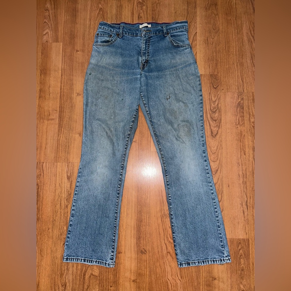 Vintage Distressed Levi's 550 Jeans, Size 12M, Light Wash Flare Leg